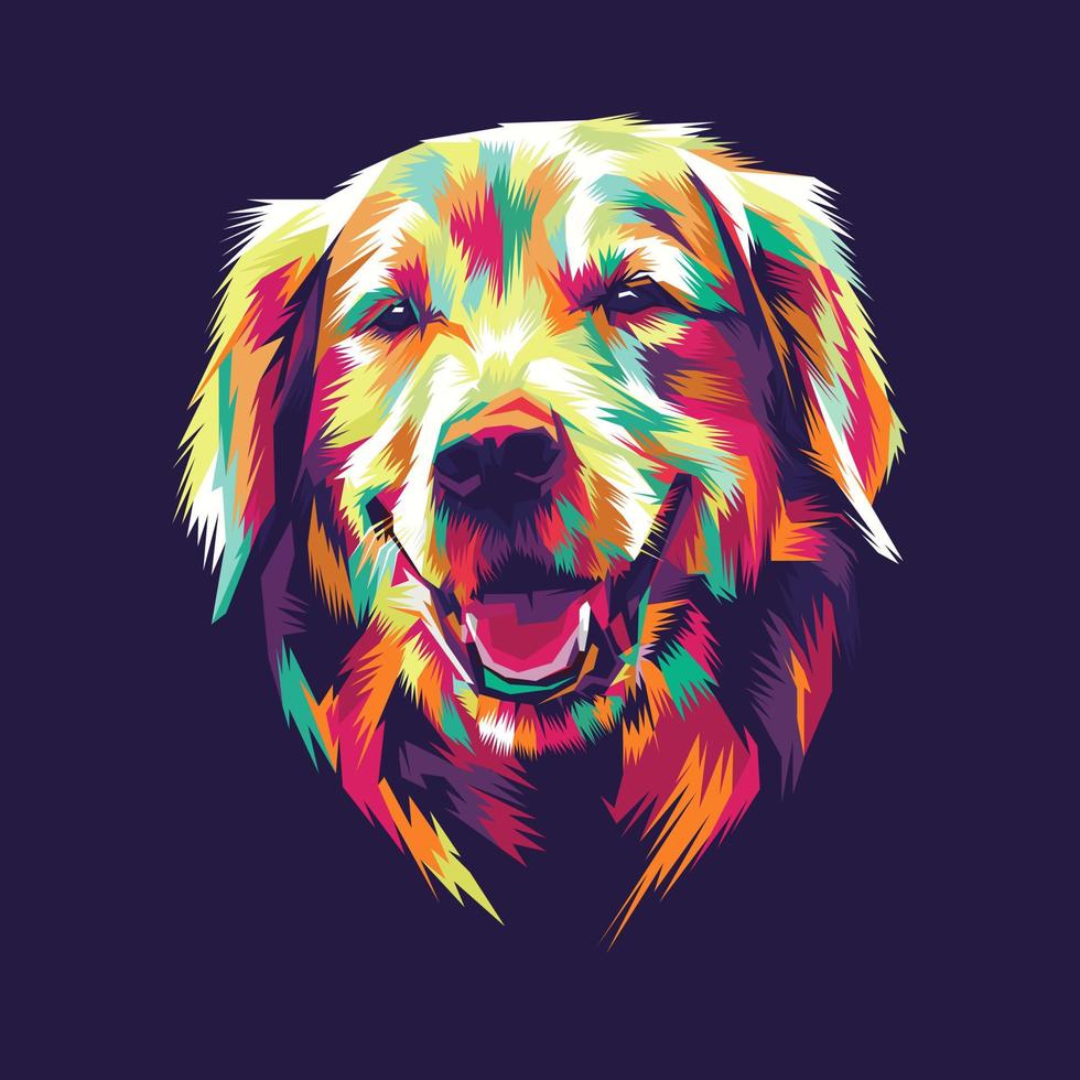 estilo pop art moderno com cabeça de cachorro colorida vetor