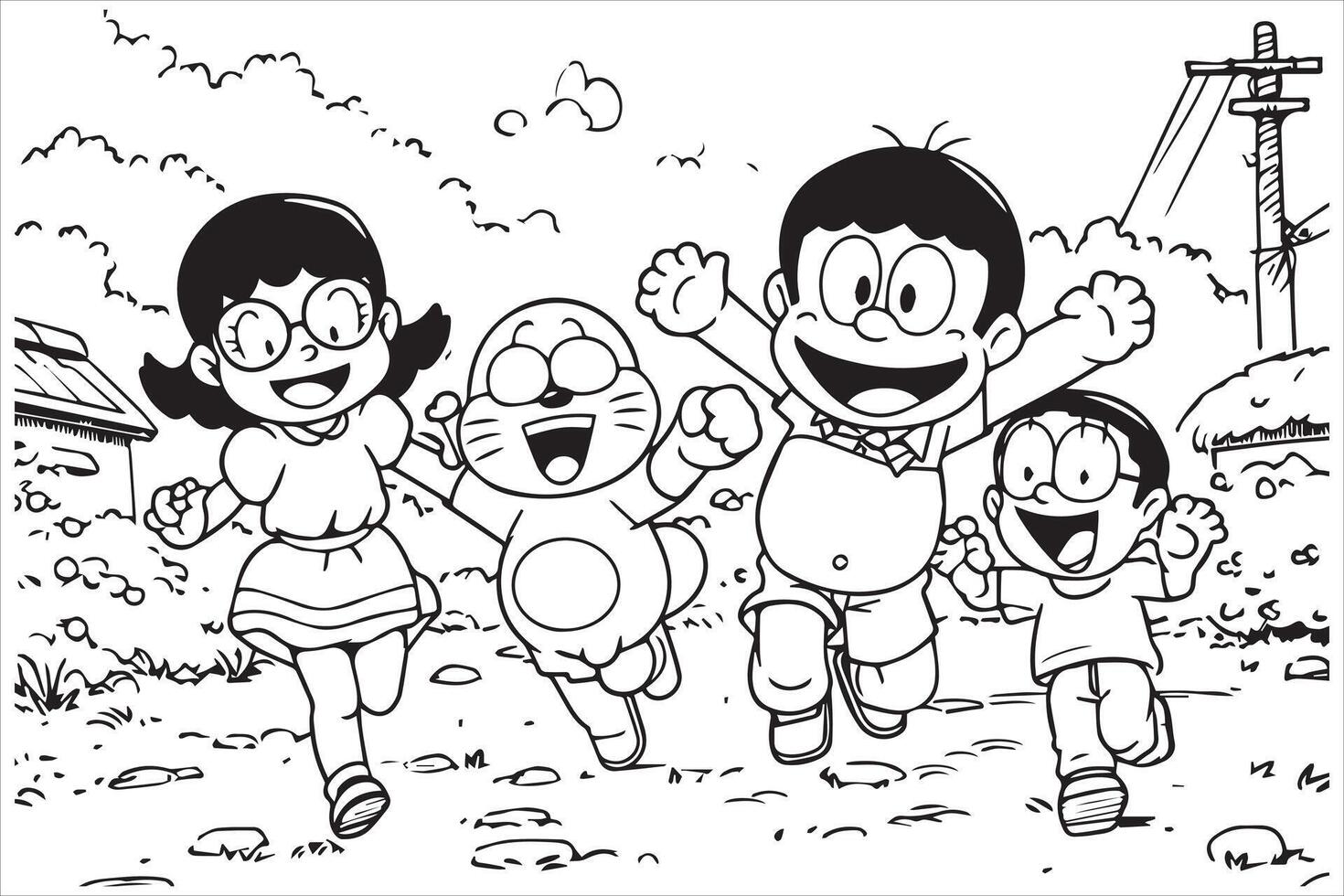 desenhando nobita nobi doraemon livre Projeto vetor