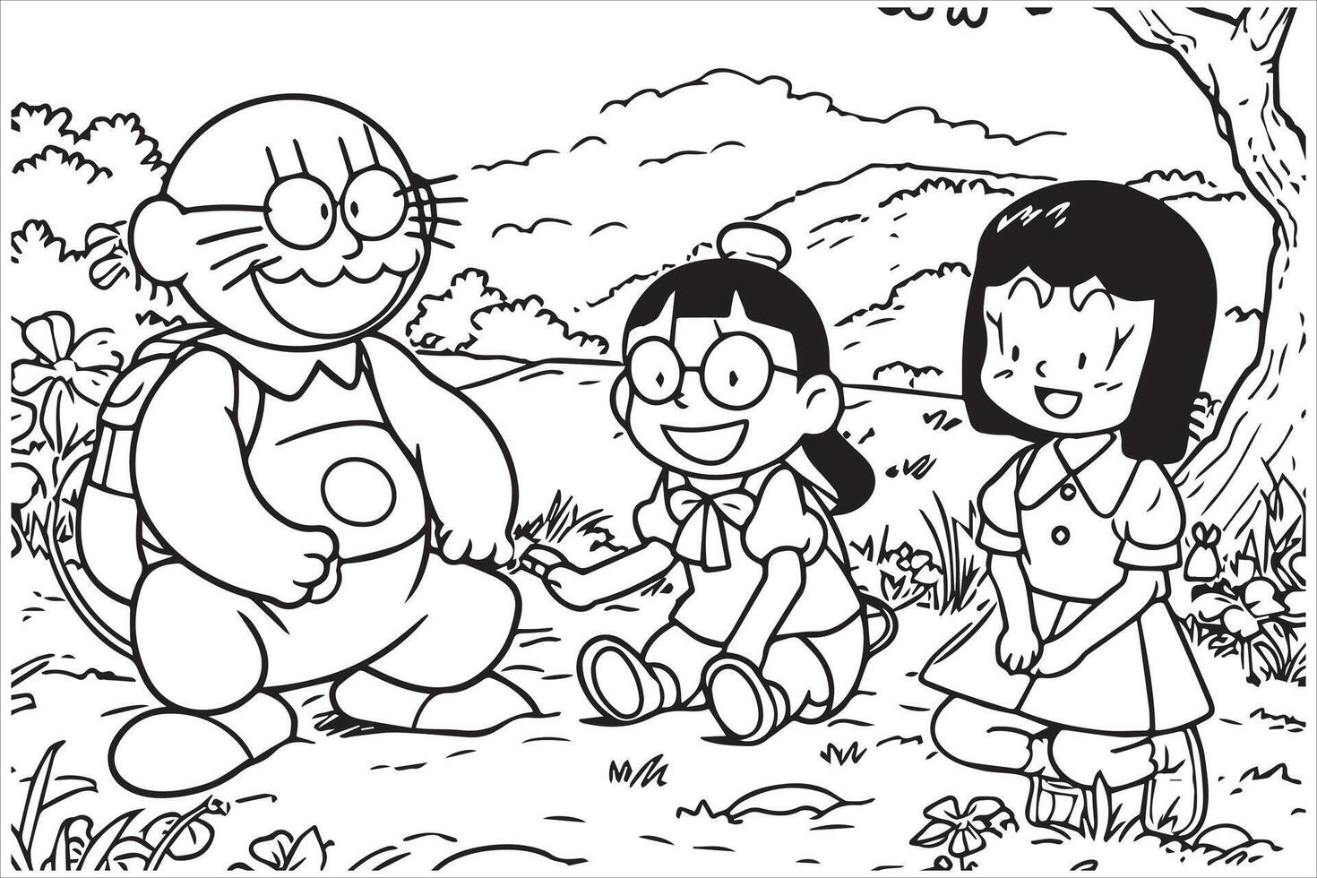 desenhando nobita nobi doraemon livre Projeto vetor