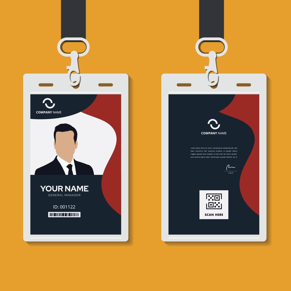 design de cartão de identidade moderno para empresas com maquete. design de cartão de identificação vermelho mínimo vetor