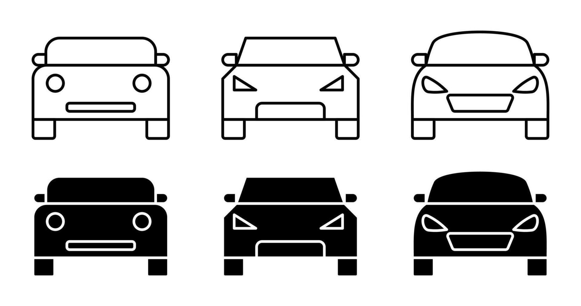 coleção do frente Visão carro ícones. simples Projeto isolado em branco fundo. transporte conceito ilustração vetor