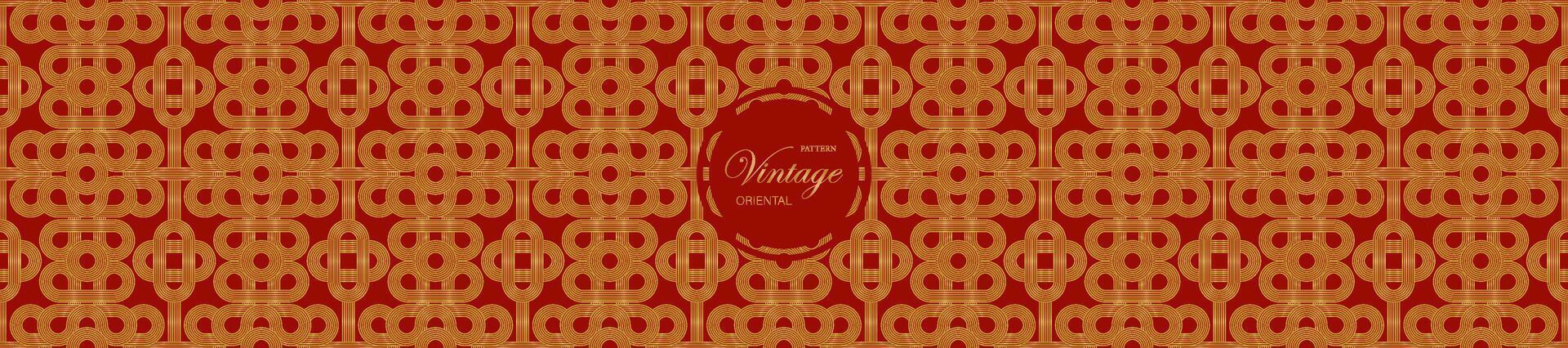 vintage Ásia ouro vermelho padronizar chinês, abstrato padronizar japonês e coreano. vetor