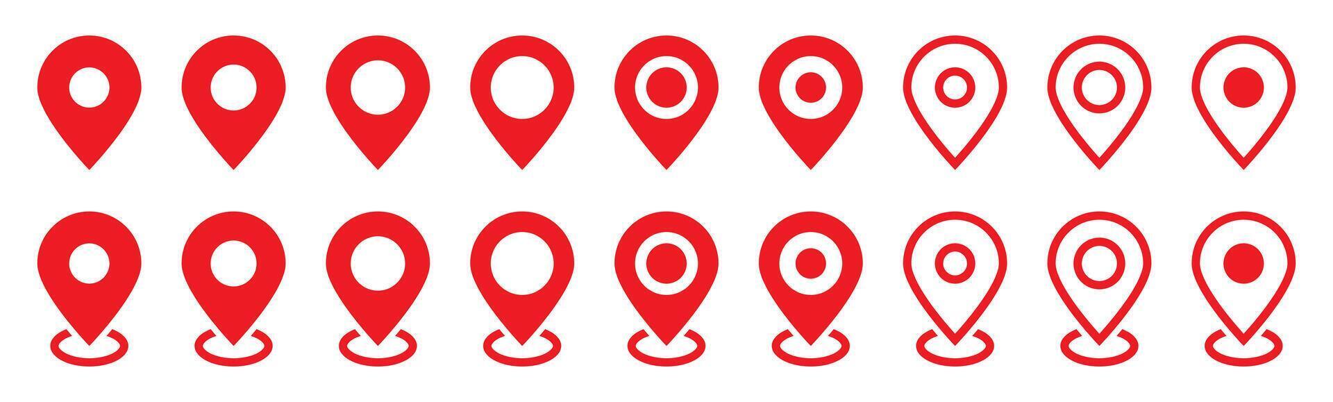 mapas alfinete. vermelho localização mapa ícone. navegação GPS placa. vetor