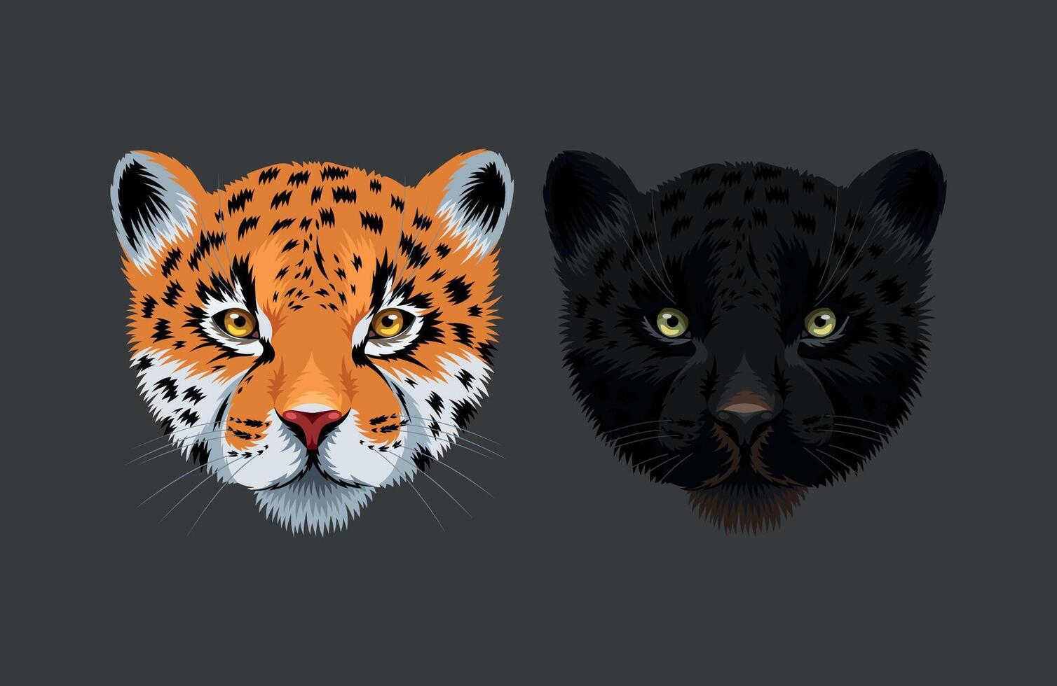 ilustração do Alto detalhado Preto pantera e jaguar vetor