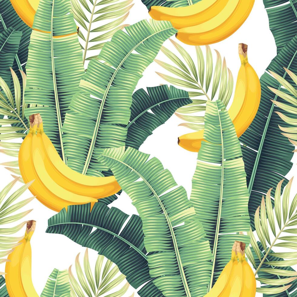desatado padronizar com Alto detalhado banana e banana folhas vetor