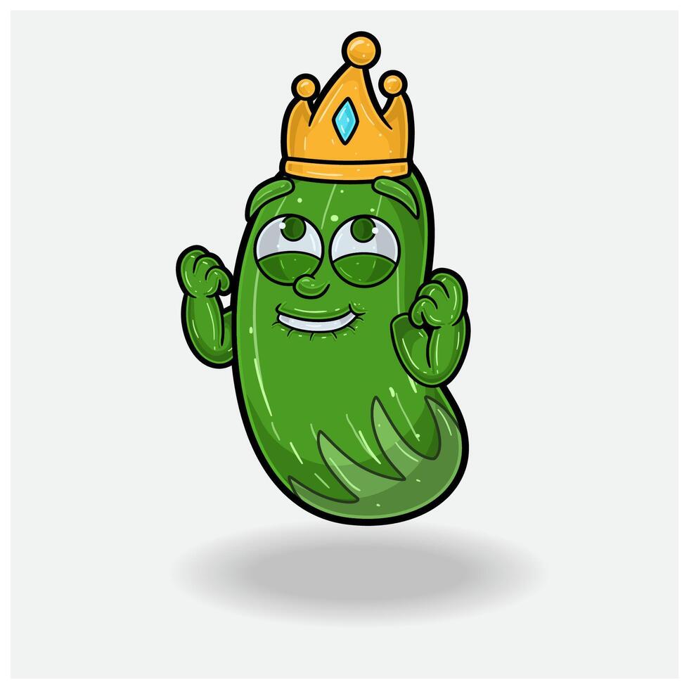 pepino fruta coroa mascote personagem desenho animado com feliz expressão. vetor