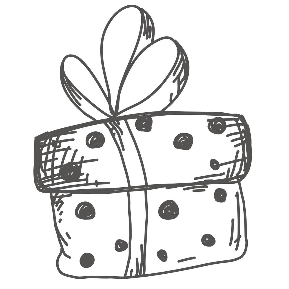 caixa de presente de natal desenhada à mão vetor