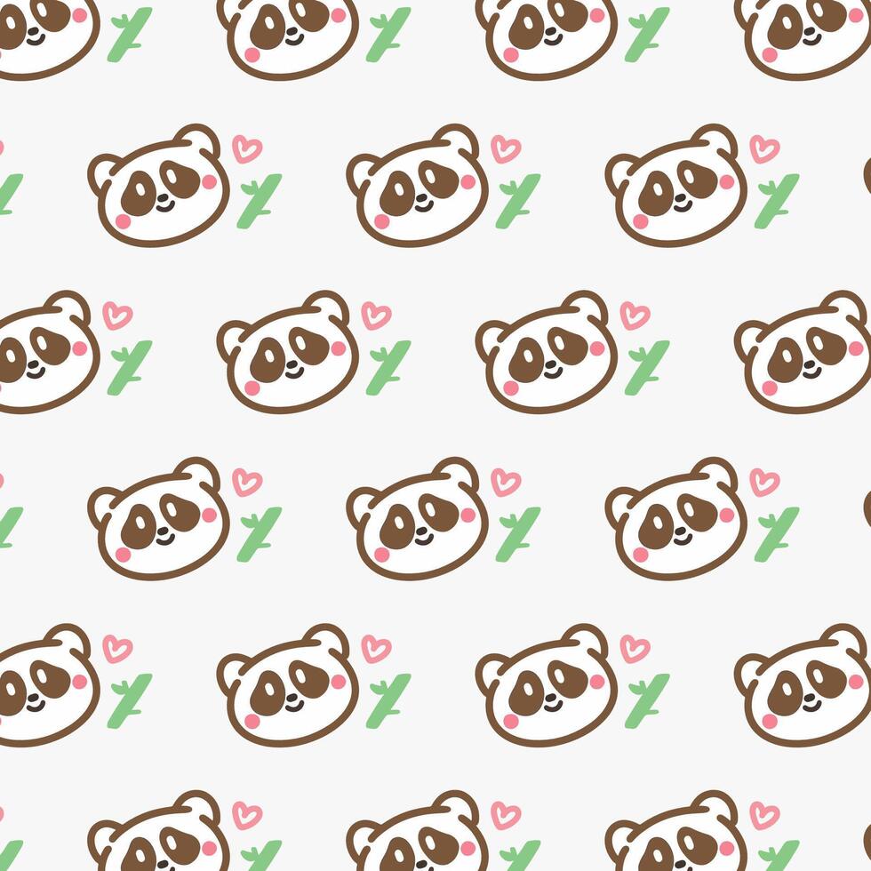 kawaii fofa padronizar com panda e bambu em branco fundo vetor