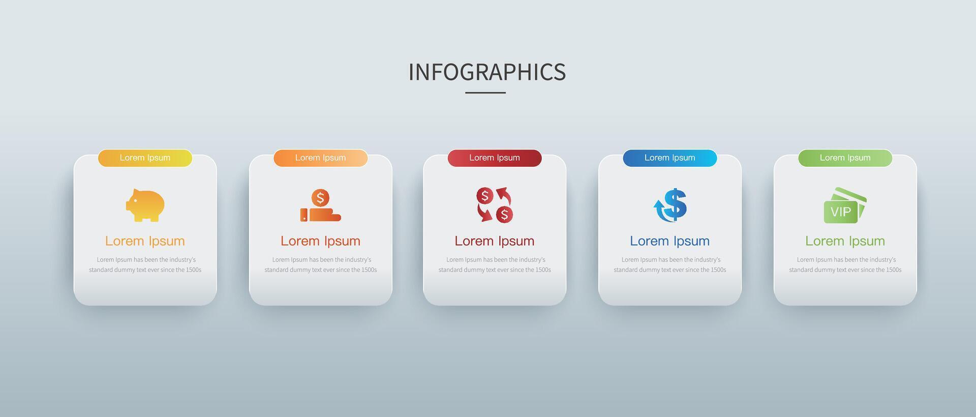 gráfico modelo com ícones e 5 opções.negócios marketing conceito infográfico vetor