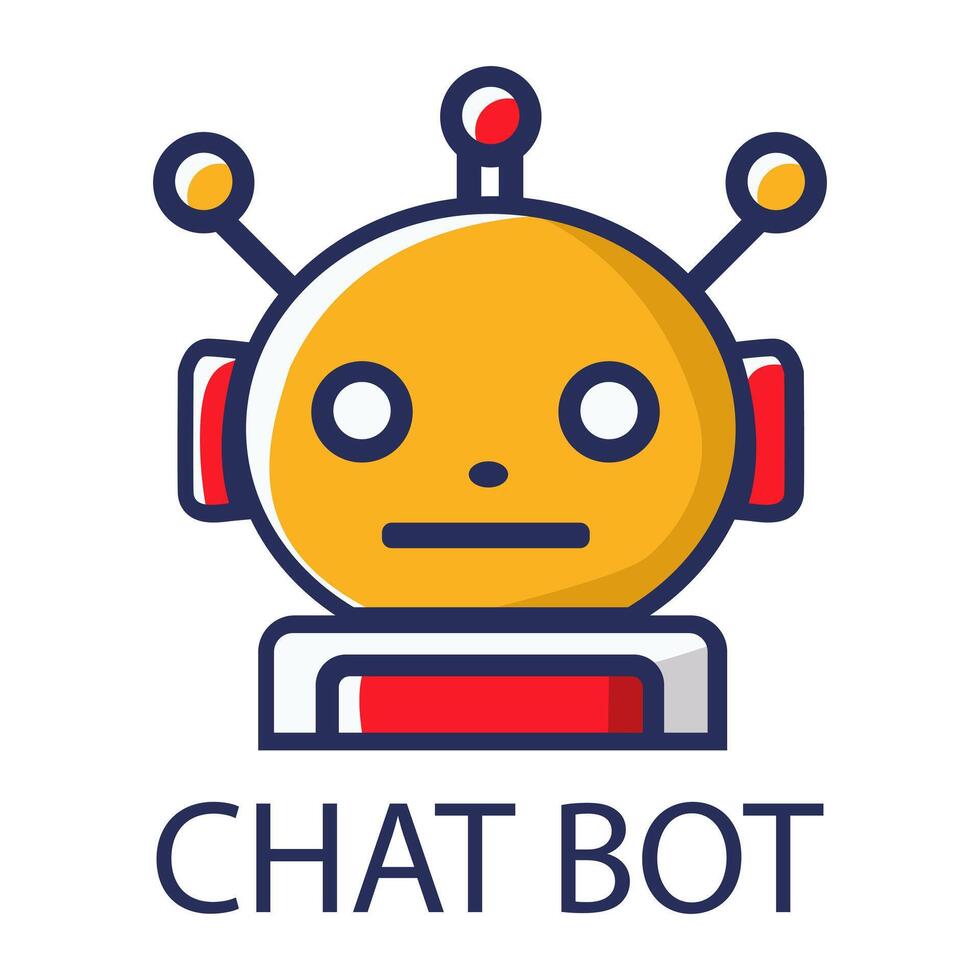 bate-papo robô logotipo Projeto conceito. virtual inteligente assistente robô ícone. robô cabeça com discurso bolha. cliente serviço bate-papo robô. vetor