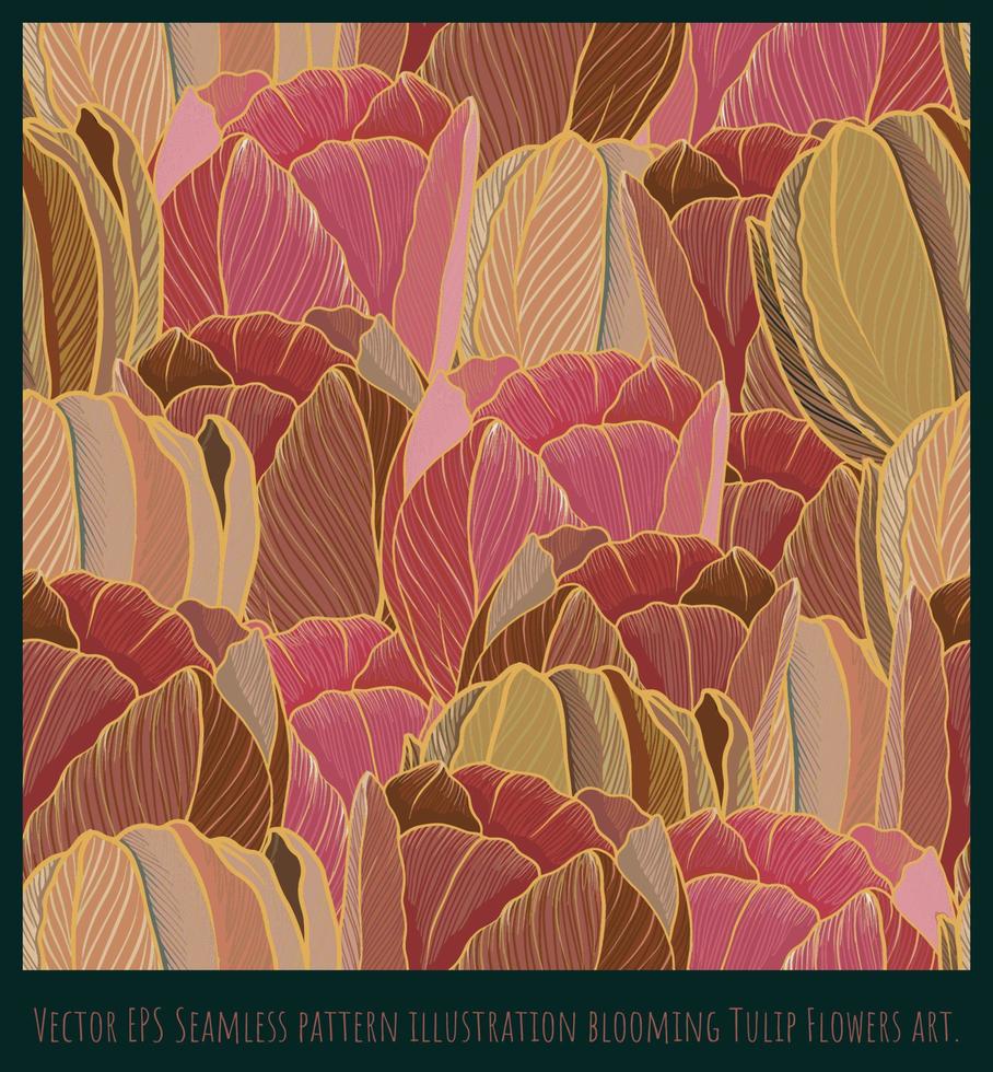 ilustração em vetor eps padrão sem emenda florescendo arte de flores de tulipa