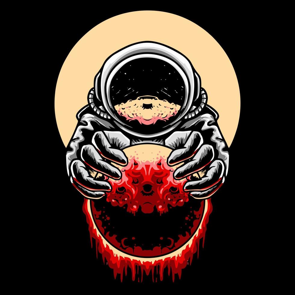 astronauta galáxia espaço ilustração vetorial premium design de camiseta vetor