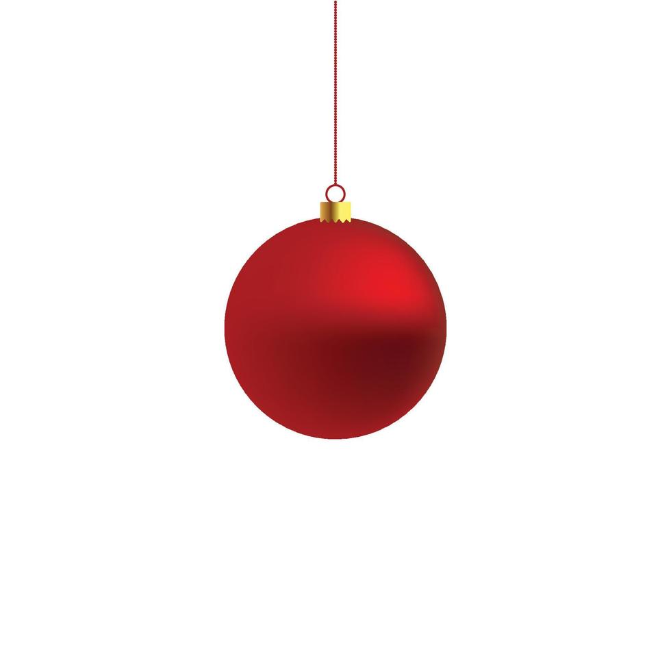 bola de natal de natal cor vermelha e clipe de ouro, vetor bola de natal, vermelho, realista, isolado no fundo branco