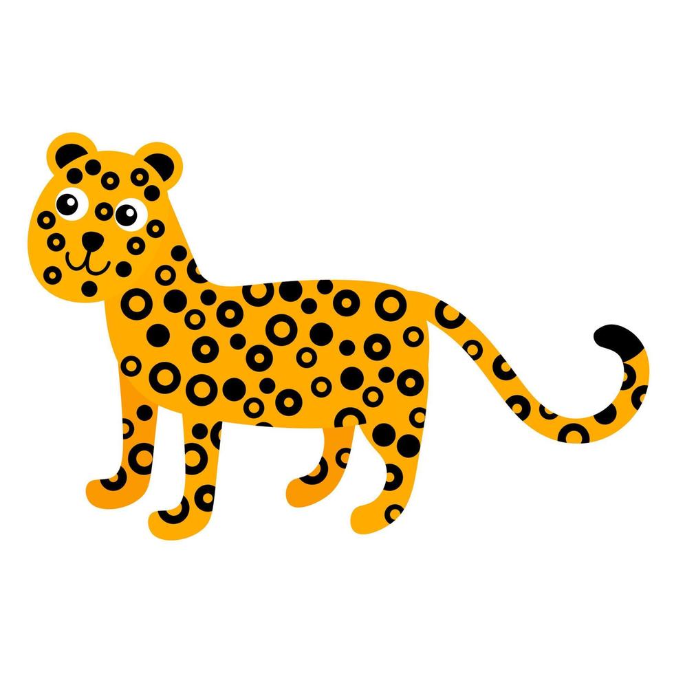 leopardo dos desenhos animados em estilo simples, isolado no fundo branco. gato africano selvagem. vetor