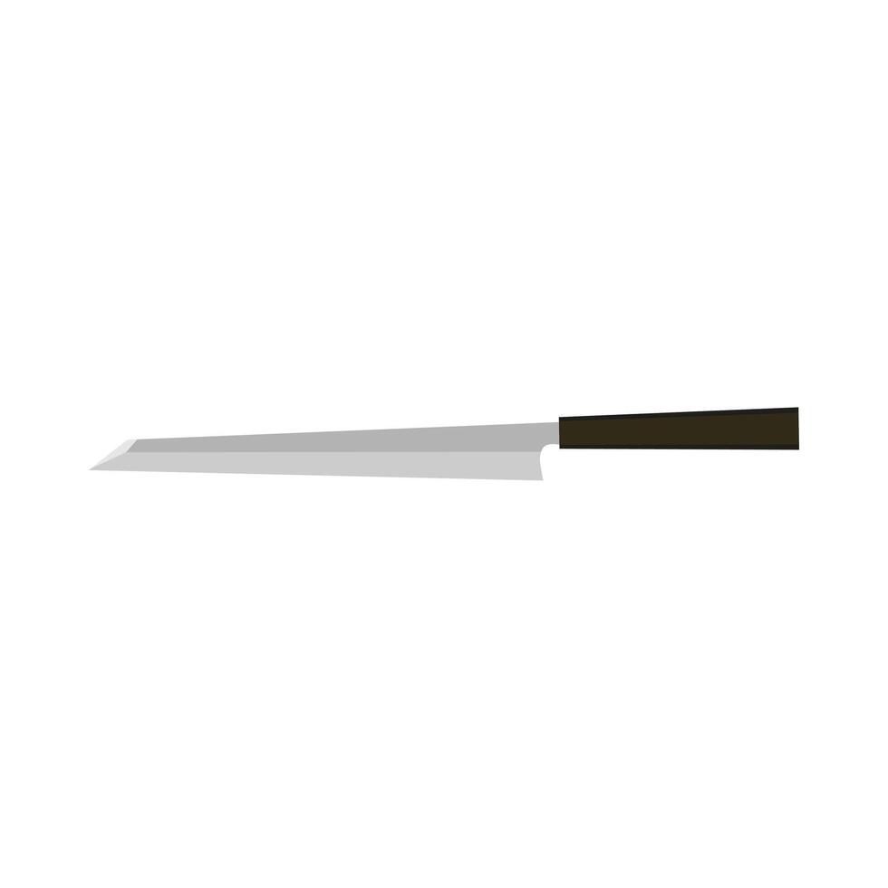 Kiritsuke, japonês cozinha faca plano Projeto ilustração isolado em branco fundo. uma tradicional japonês cozinha faca com uma aço lâmina e de madeira lidar. vetor