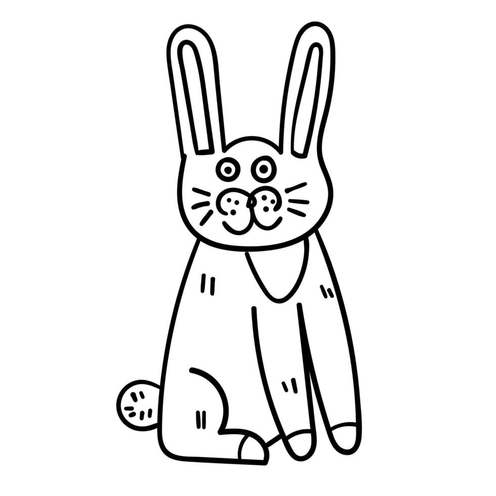 coelho bonito dos desenhos animados do doodle isolado no fundo branco. coelho engraçado vetor