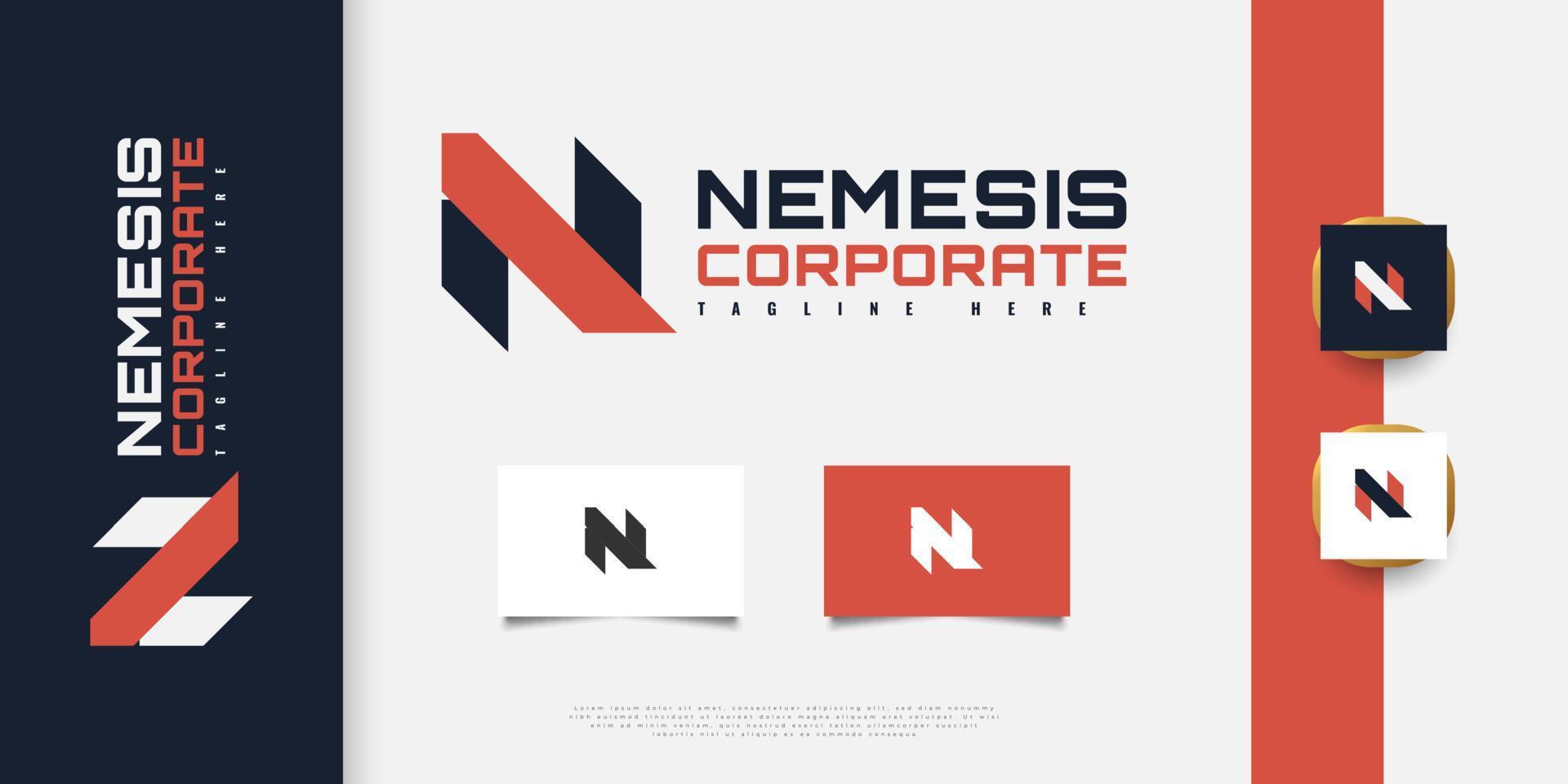 design de logotipo abstrato e moderno letra n em azul e laranja. símbolo gráfico do alfabeto para identidade corporativa vetor