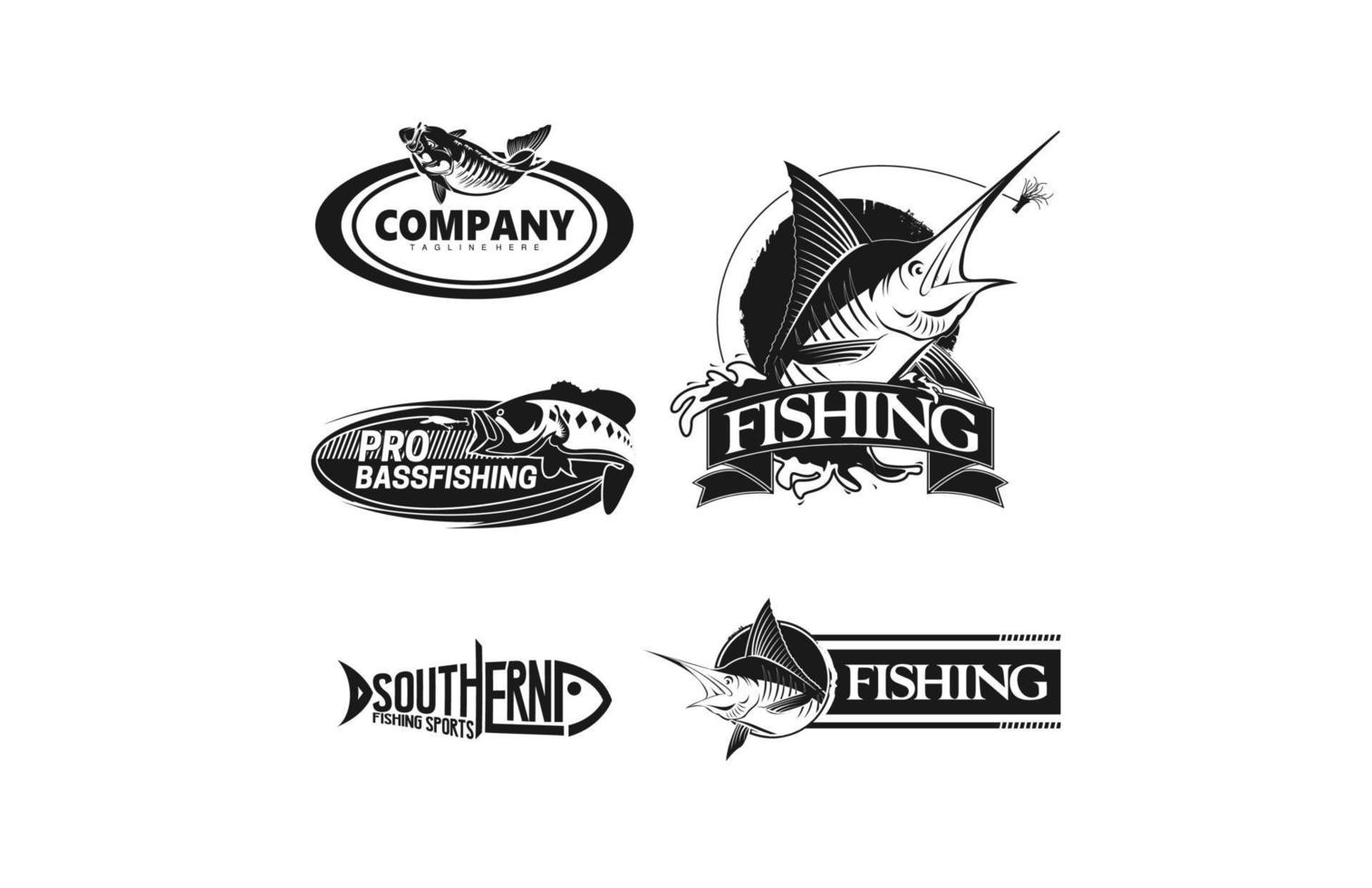 conjunto de logos de pesca.eps vetor