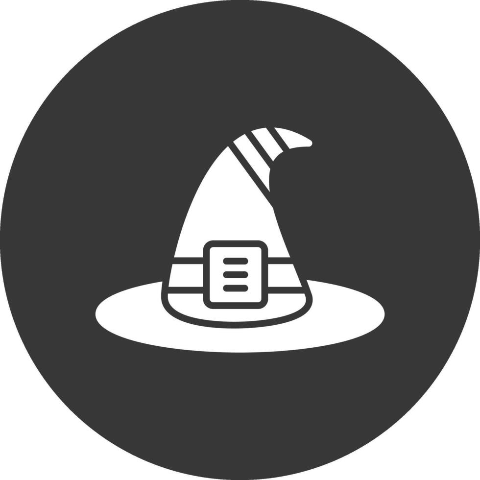 ícone invertido de glifo de chapéu de bruxa vetor