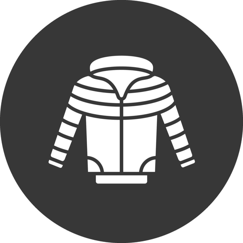 ícone invertido de glifo de jaqueta vetor