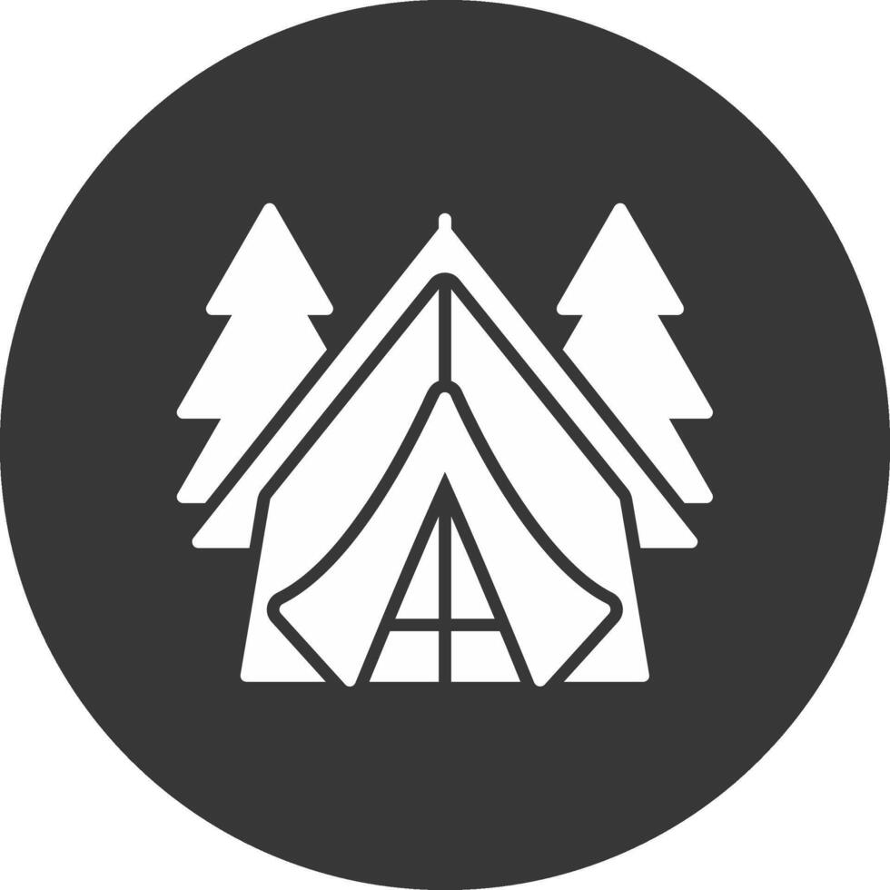 ícone invertido de glifo de tenda vetor