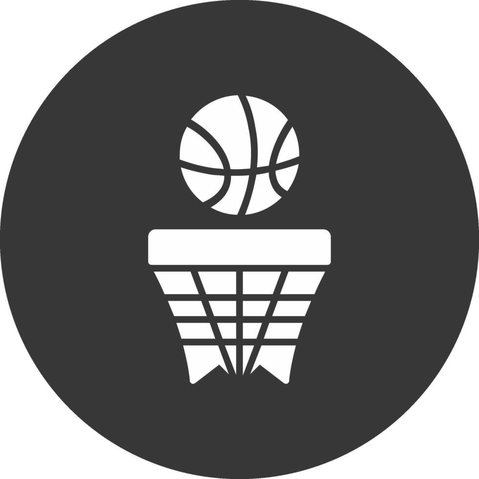 glifo de basquete ícone invertido vetor