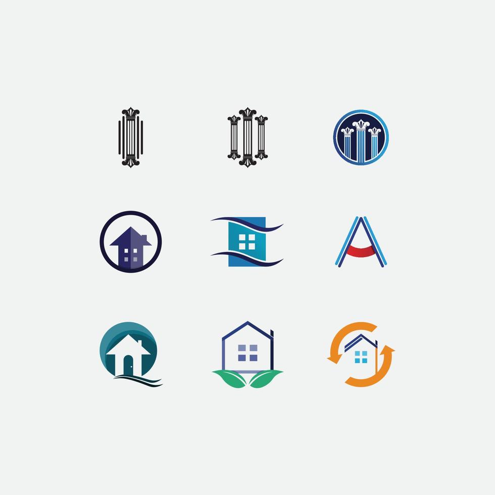 modelo de ícones de logotipo de vetor de imóveis e edifícios residenciais