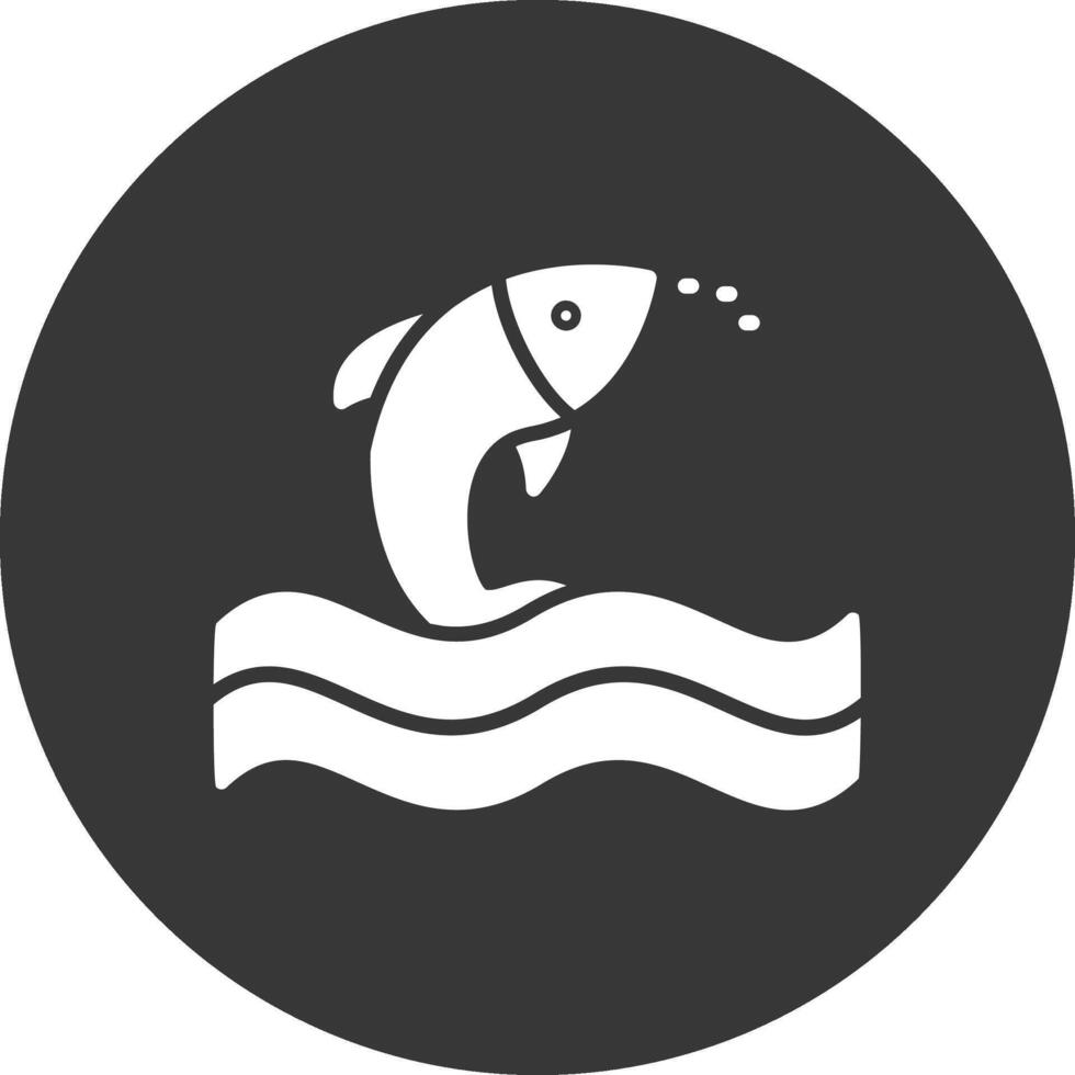 ícone invertido de glifo de peixe vetor
