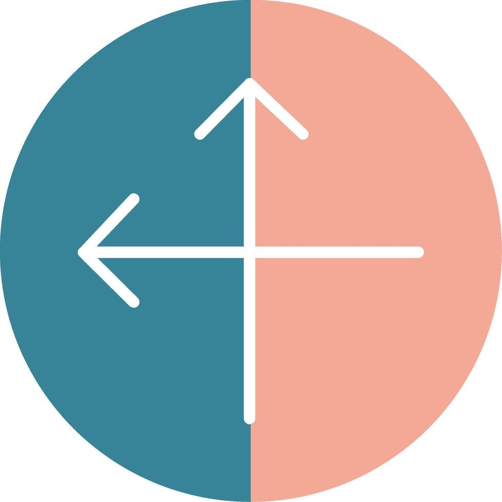 ícone de duas cores de glifo de interseção vetor