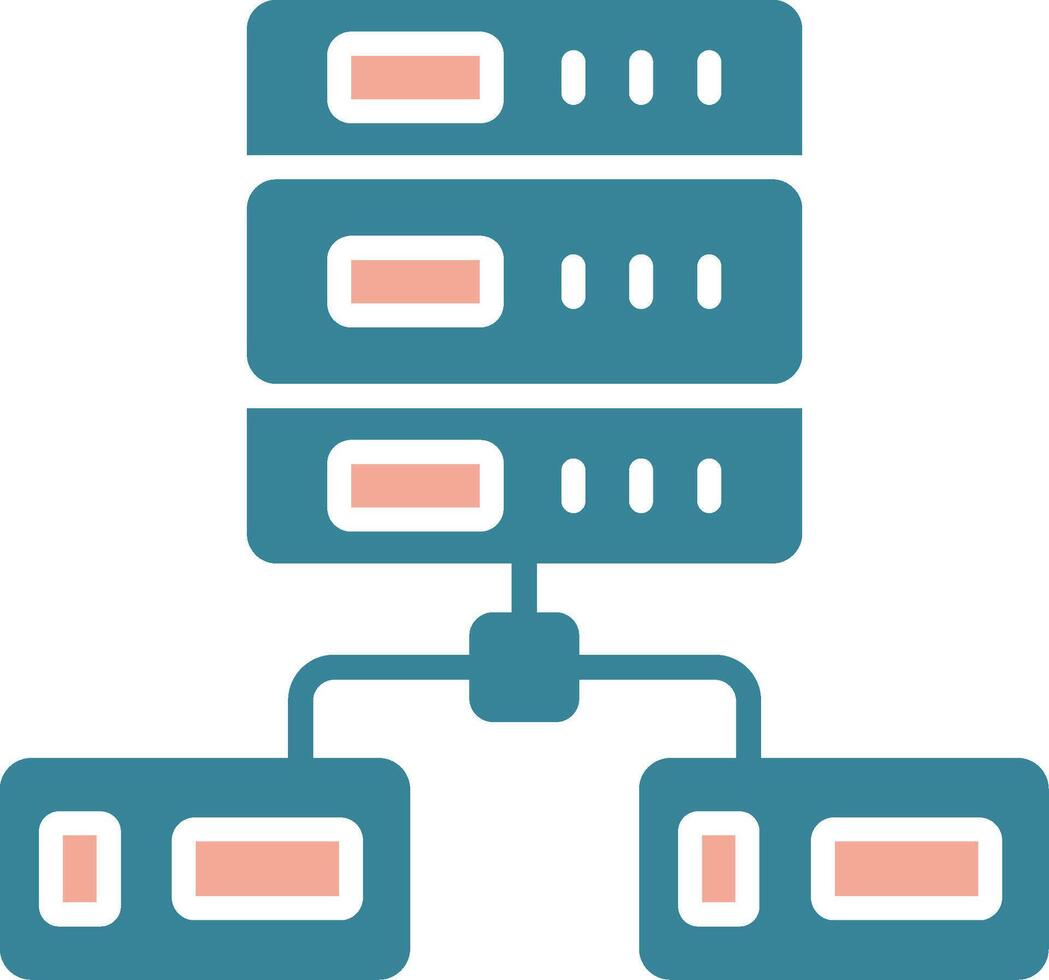 ícone de duas cores de glifo de rede de dados vetor