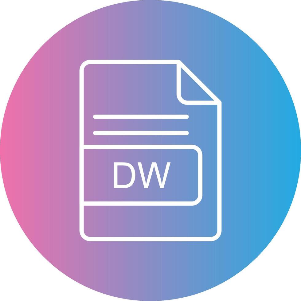 dw Arquivo formato linha gradiente círculo ícone vetor