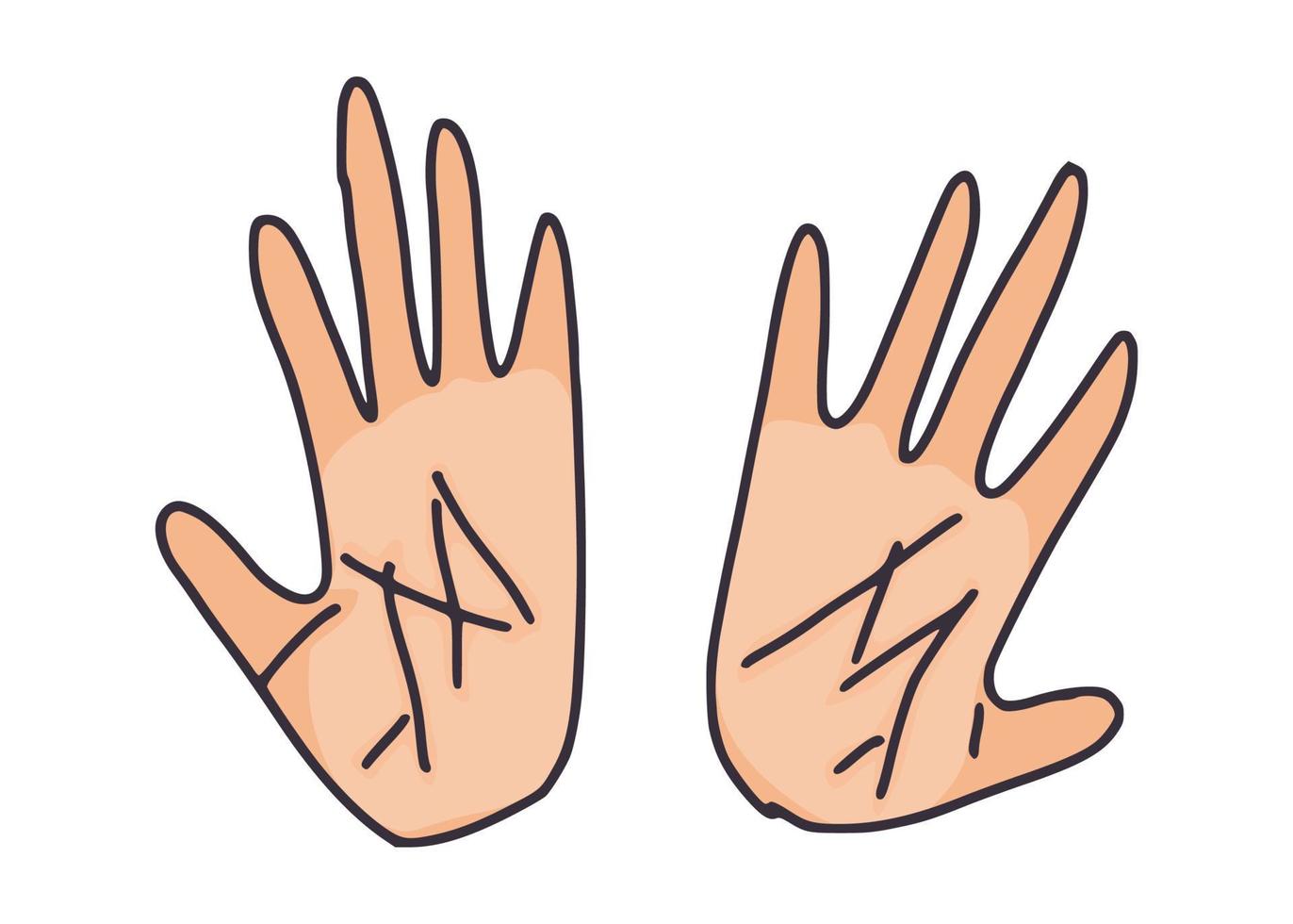 desenho simples da palma das mãos humanas. esboço de vetor novo