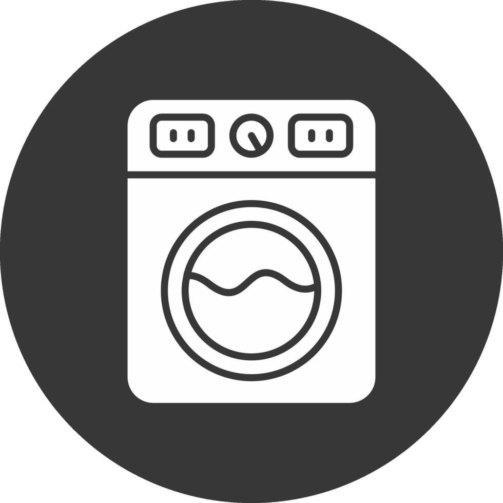 ícone invertido de glifo de máquina de lavar vetor