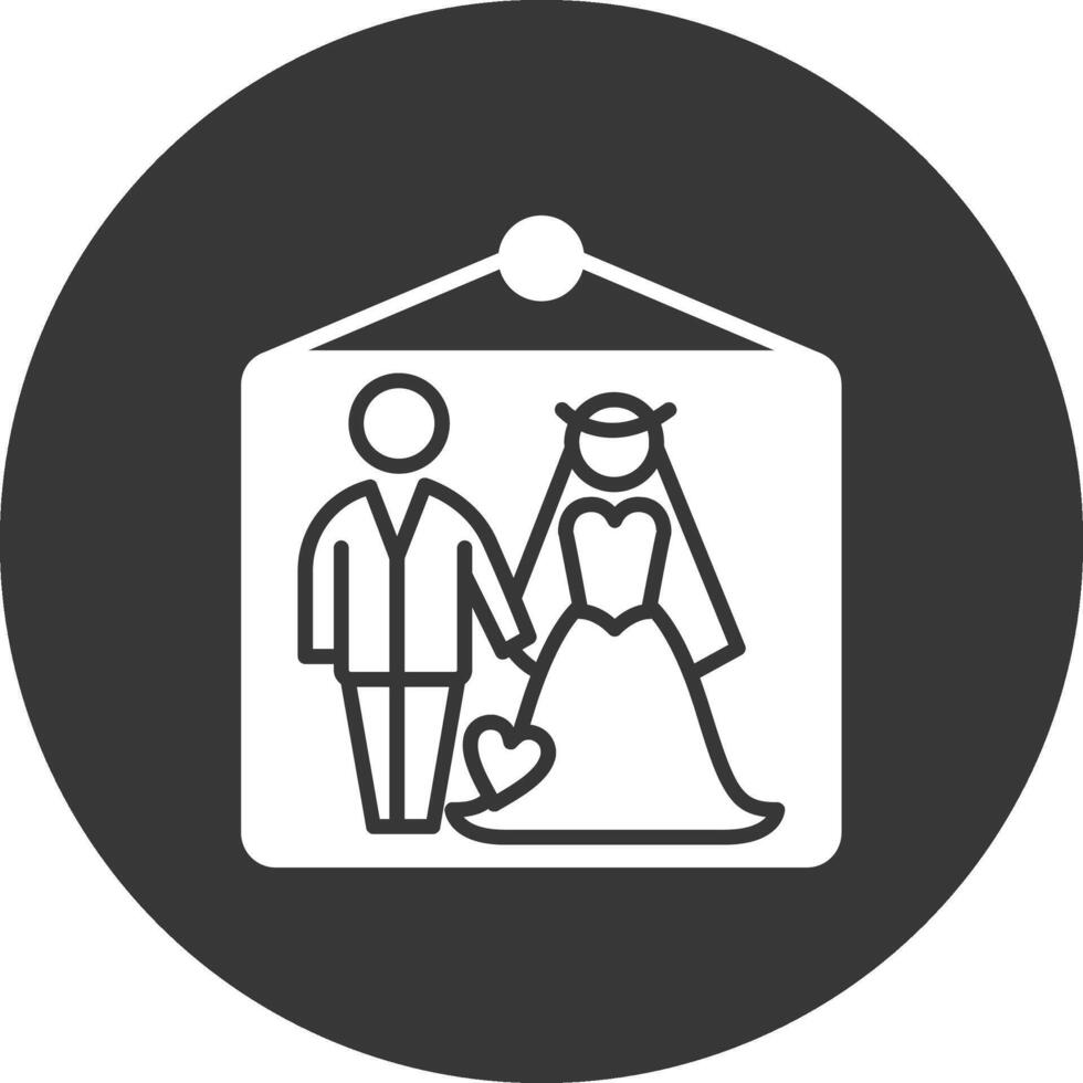 Casamento fotos glifo invertido ícone vetor