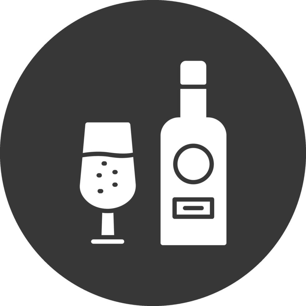 vinho garrafa glifo invertido ícone vetor