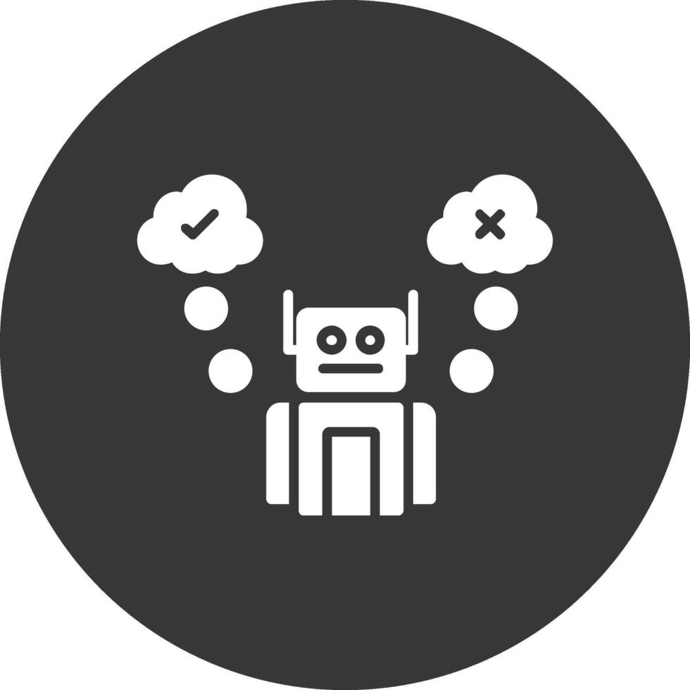 ícone invertido de glifo de robô vetor