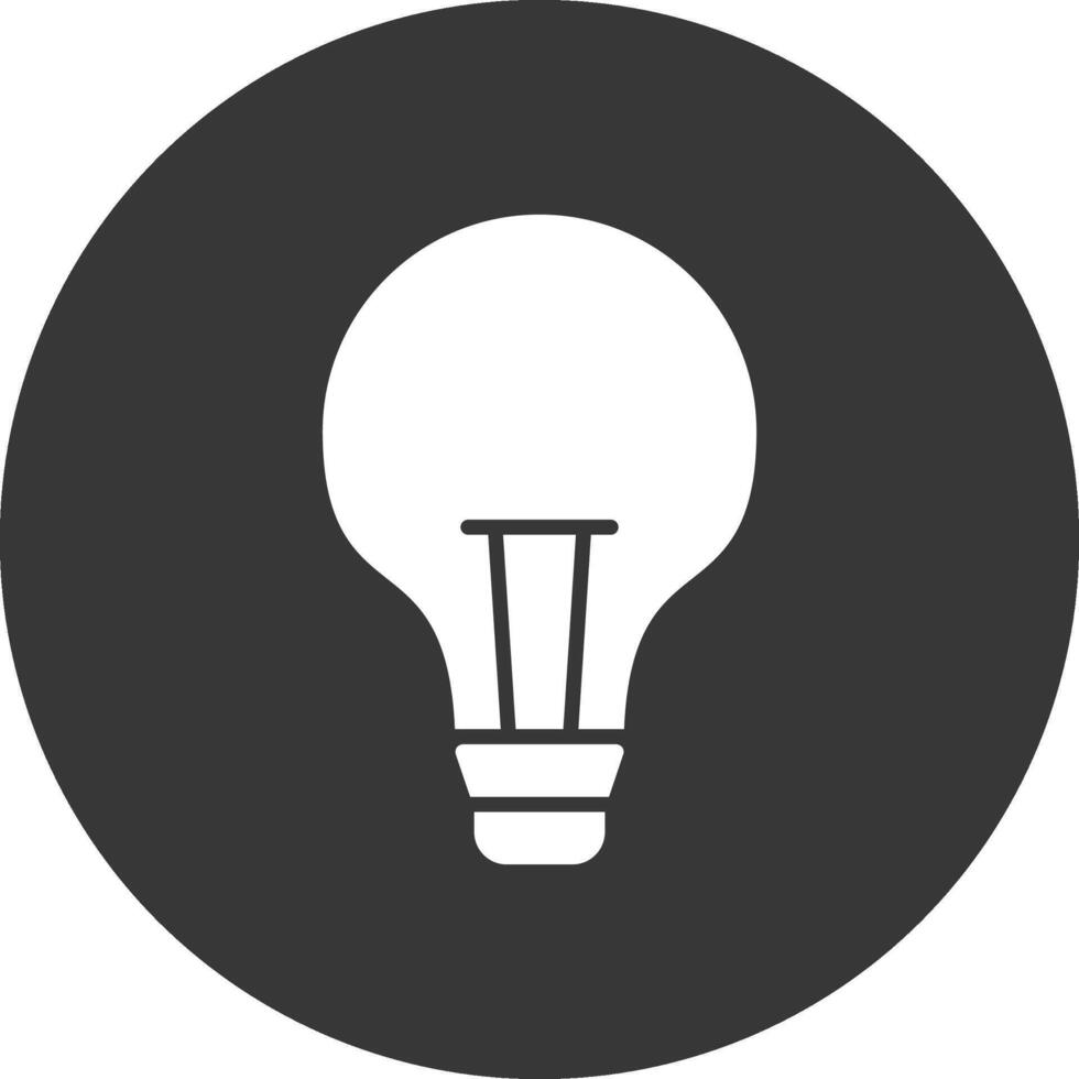 ícone invertido de glifo de lâmpada vetor