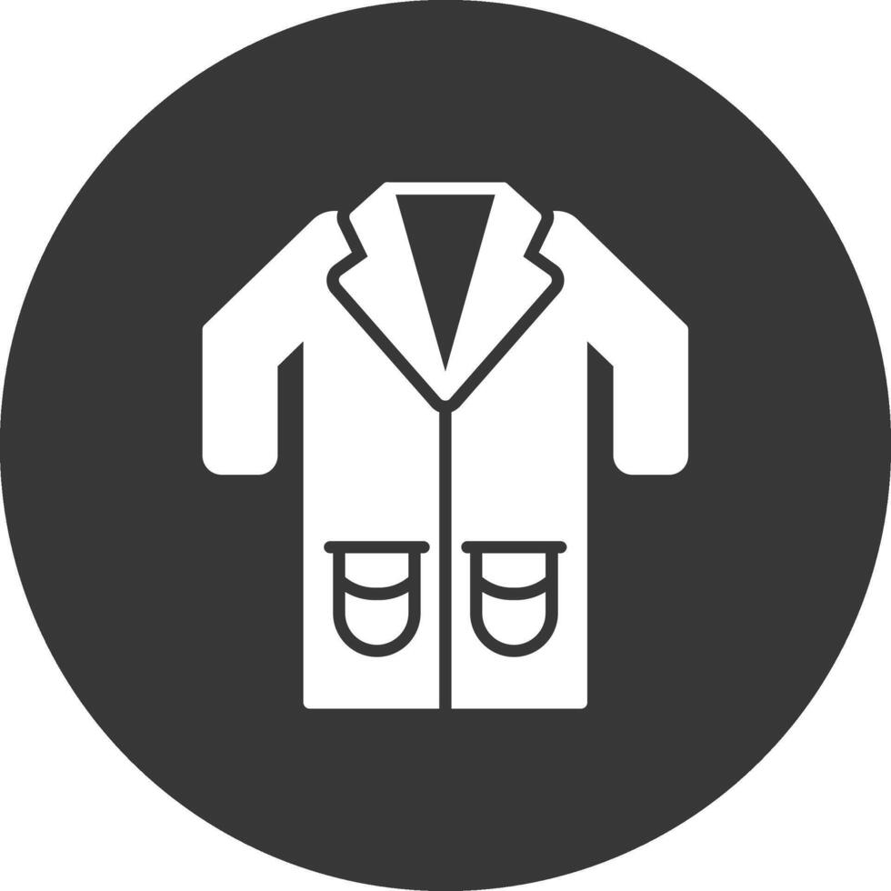 laboratório casaco glifo invertido ícone vetor