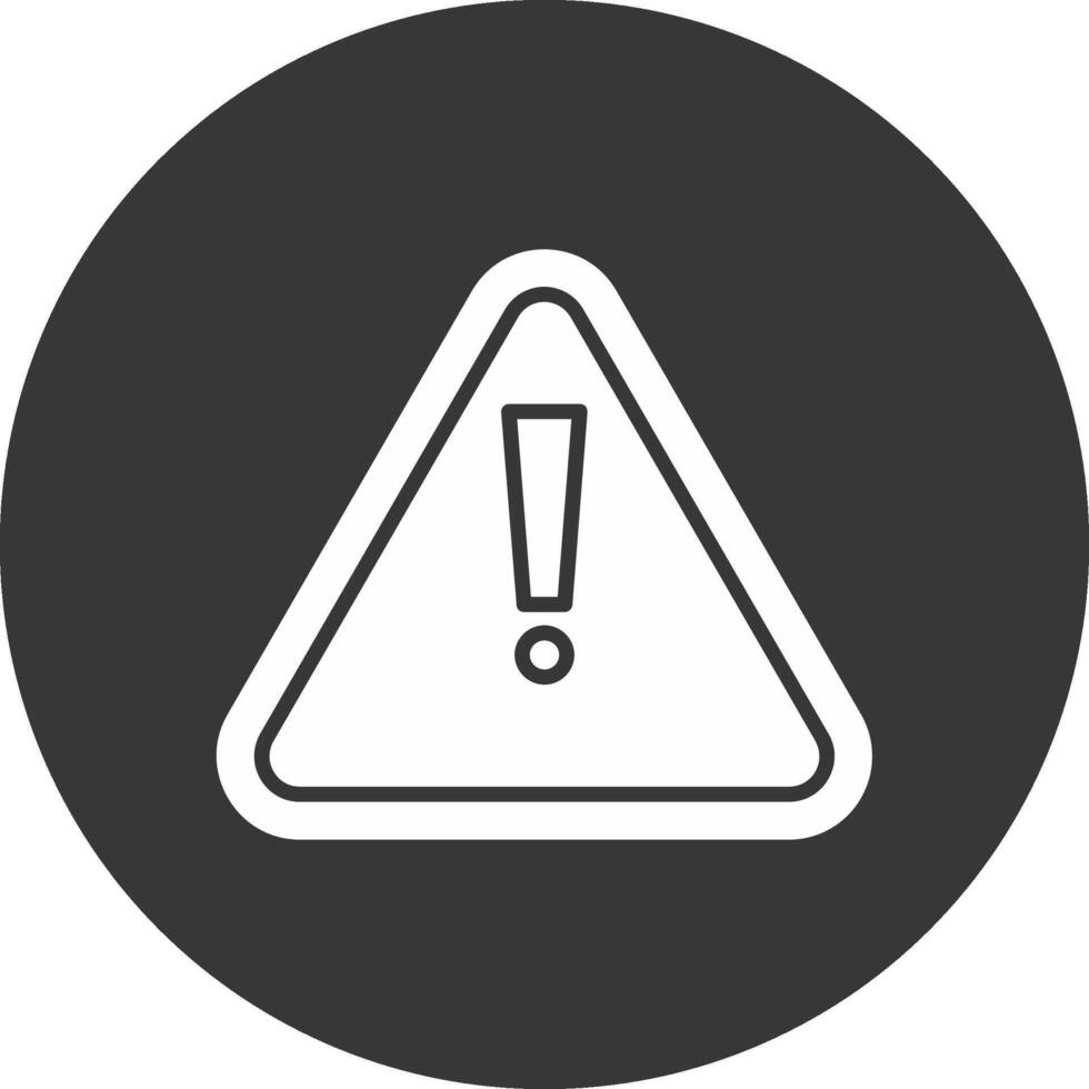ícone invertido de glifo de sinal de aviso vetor