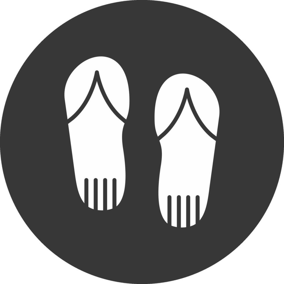 ícone invertido de glifo de chinelos vetor