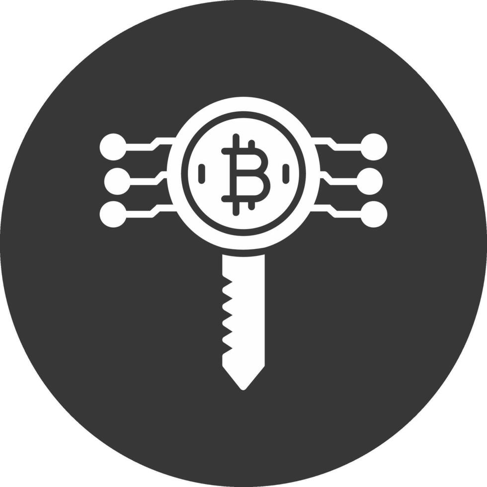 bitcoin chave glifo invertido ícone vetor