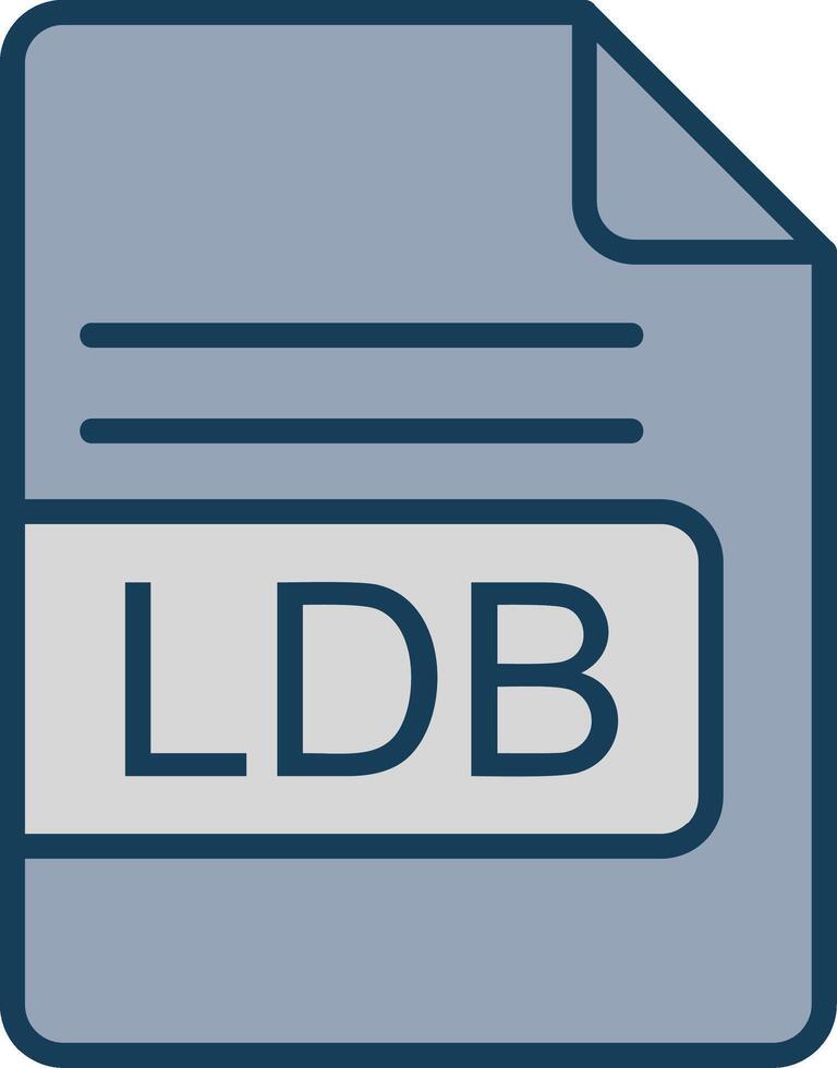 ldb Arquivo formato linha preenchidas cinzento ícone vetor