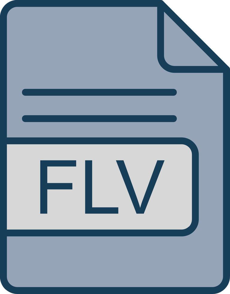 flv Arquivo formato linha preenchidas cinzento ícone vetor