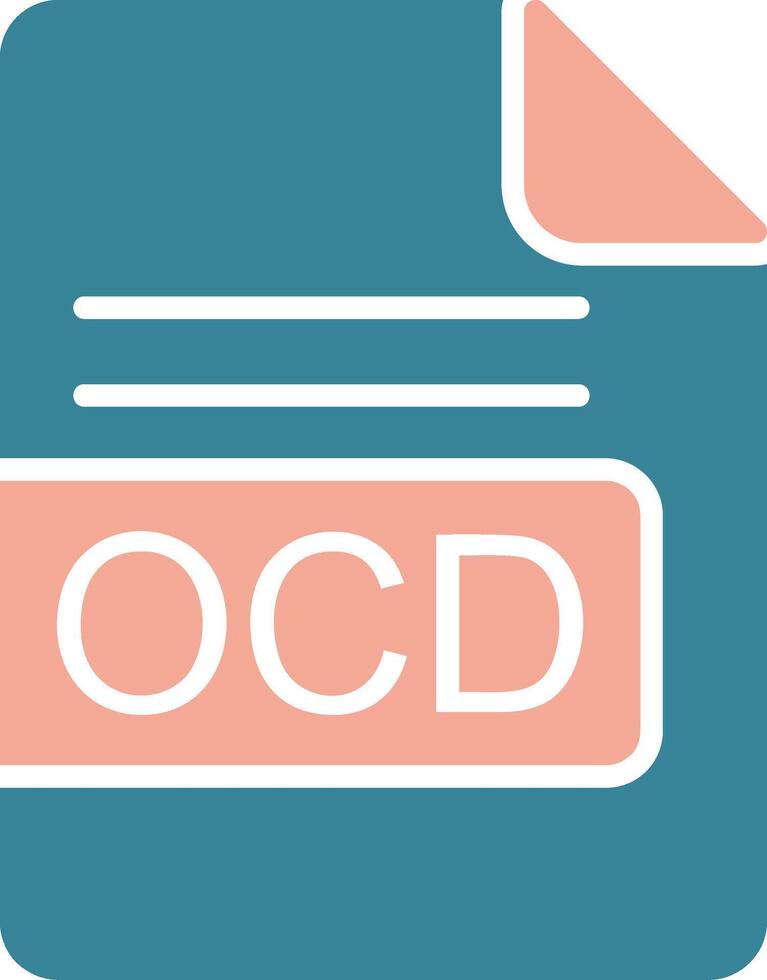 ocd Arquivo formato glifo dois cor ícone vetor