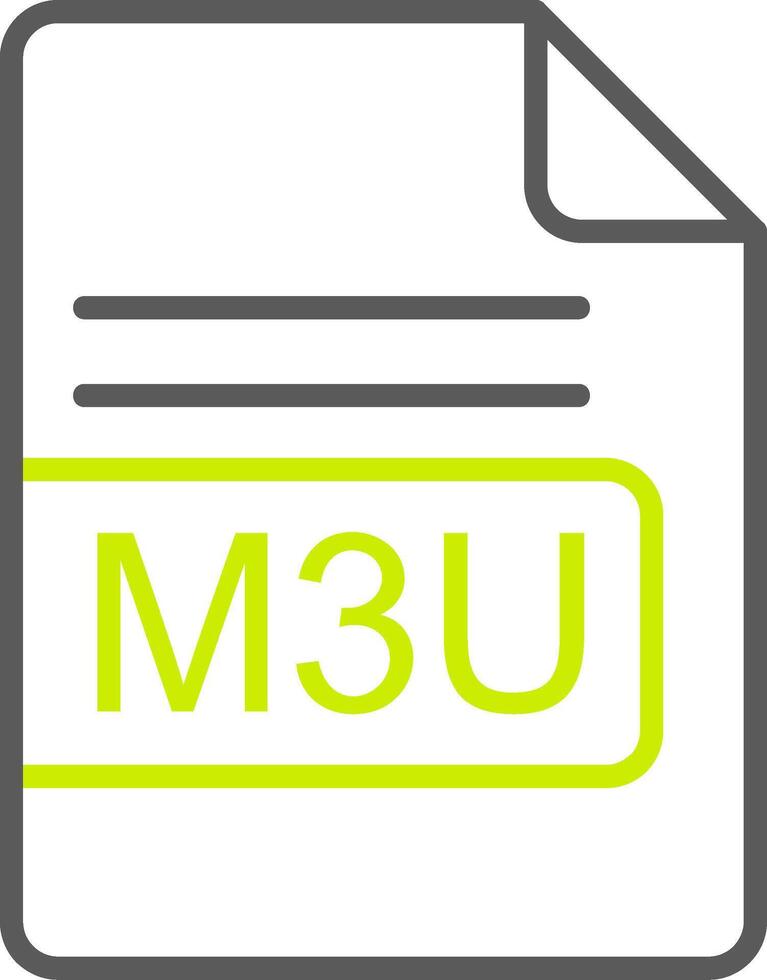 m3u Arquivo formato linha dois cor ícone vetor