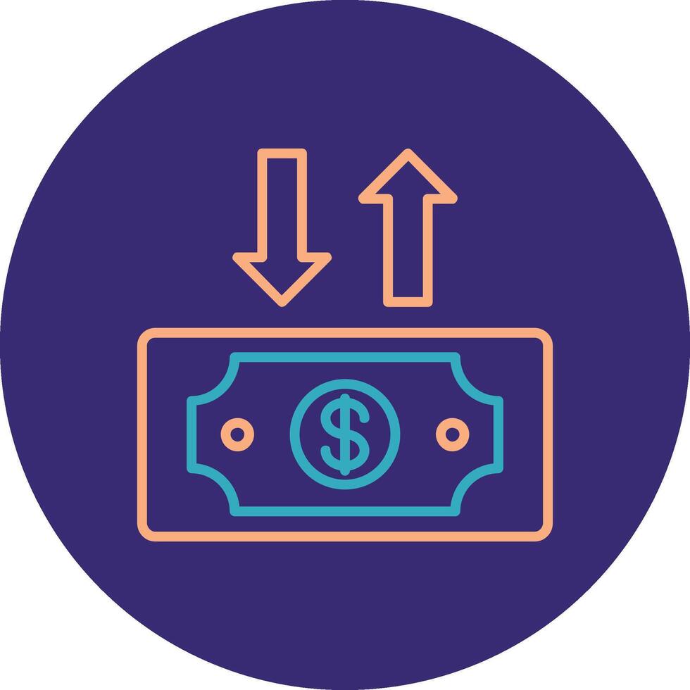 dólar conta linha dois cor círculo ícone vetor