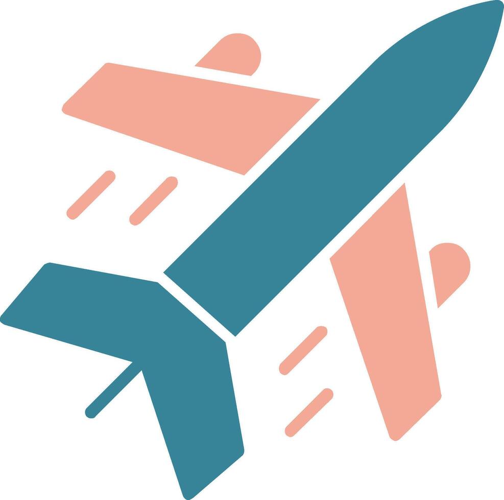 ícone de duas cores de glifo de avião vetor
