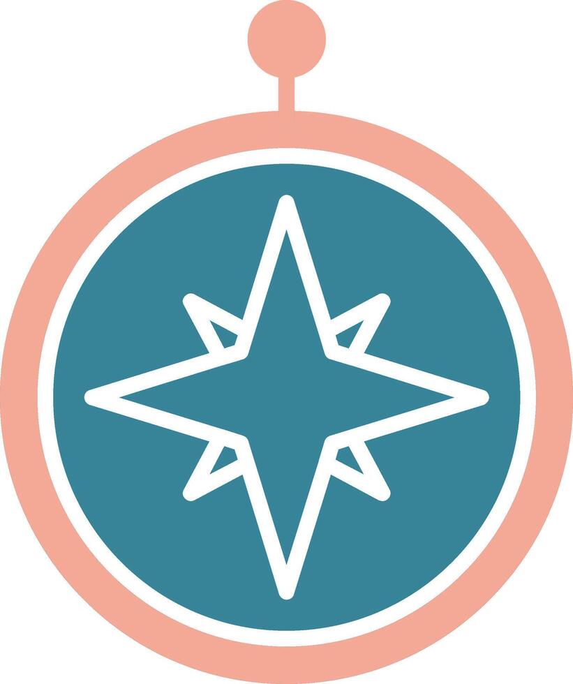 ícone de duas cores de glifo de bússola vetor