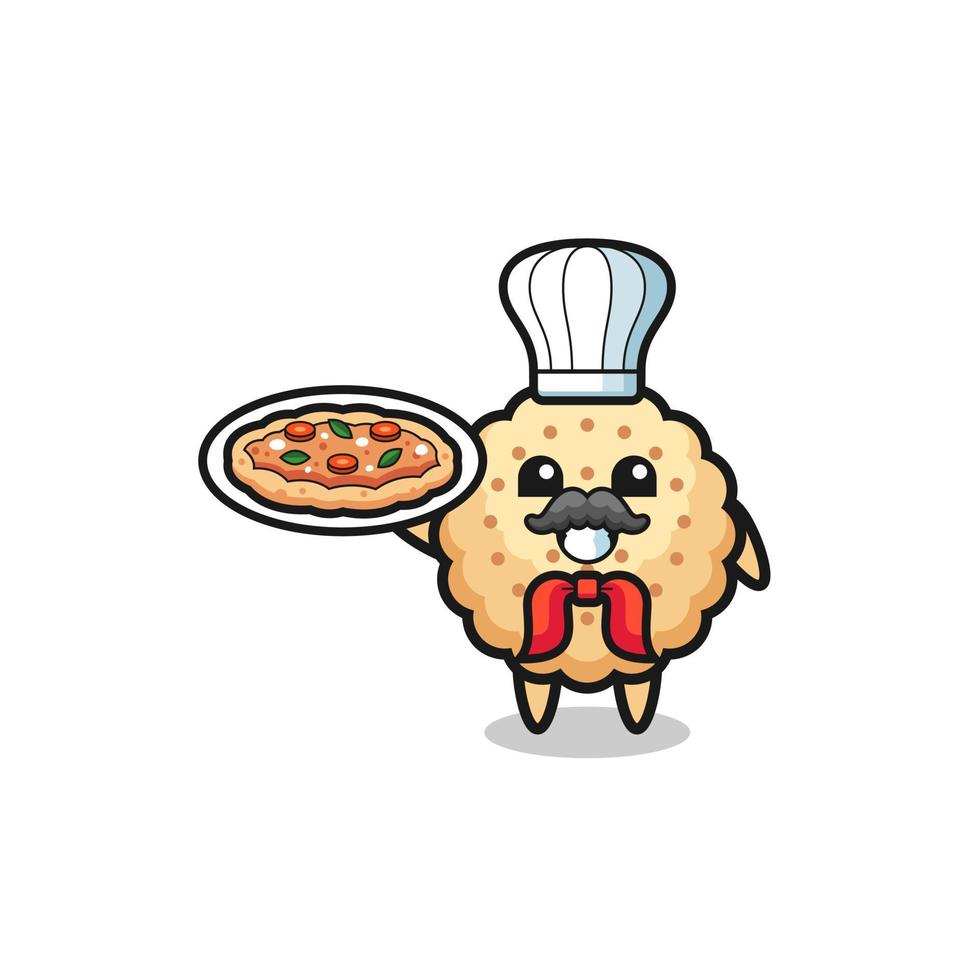 personagem de biscoitos redondos como mascote do chef italiano vetor