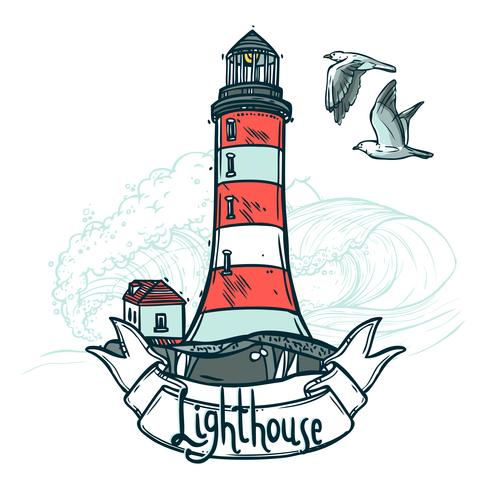 Ilustração de esboço de farol vetor